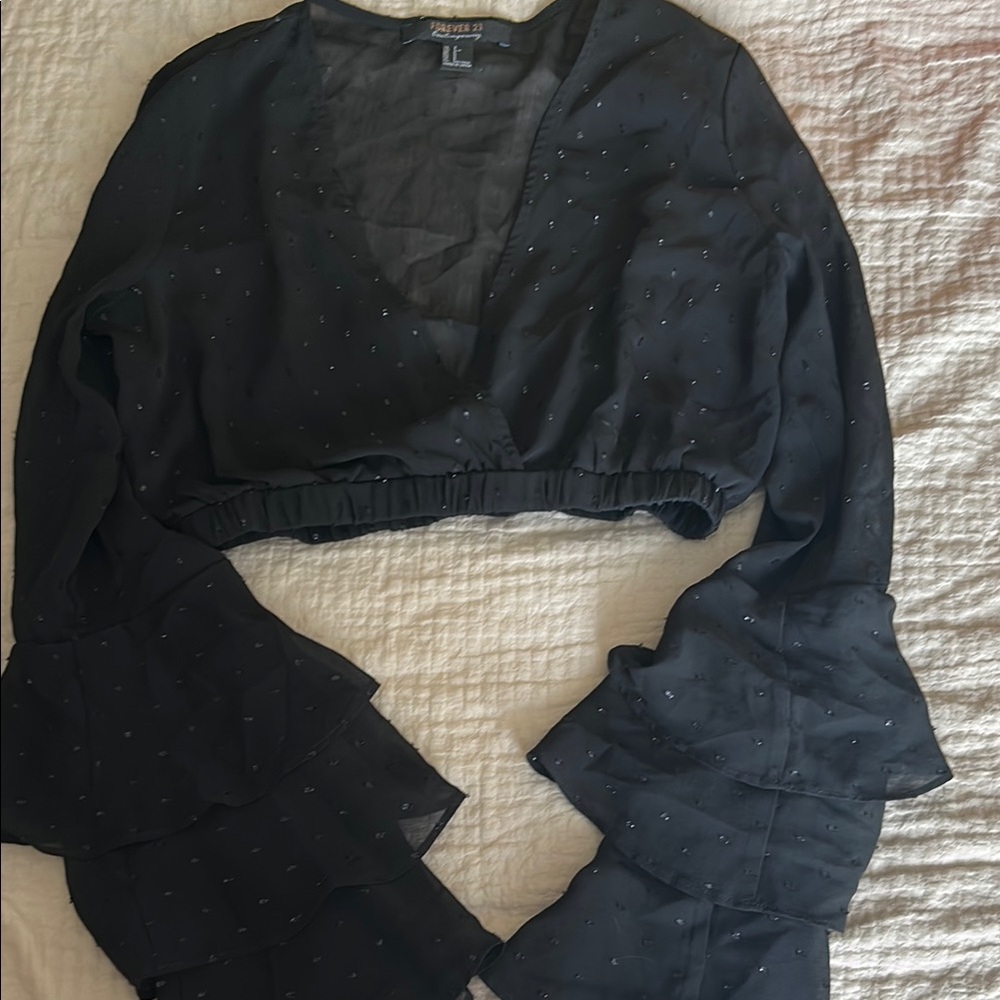 Sheer Sparkle Long Sleeve crop top